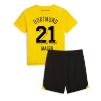 Fotbalové Dres Borussia Dortmund Donyell Malen #21 Dětské Domácí 2023-24 Krátký Rukáv (+ trenýrky)